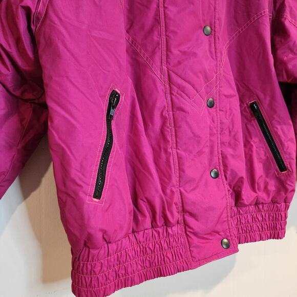 Y2K 90s Mixed Blues Women's Puffer Large Pink Orange Full Zip Nylon - Picture 4 of 9